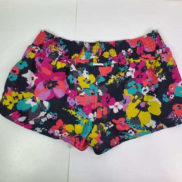 Roxy Womens Mini Swim Shorts Medium Black Multicolor Floral Print Drawstring - Picture 3 of 11